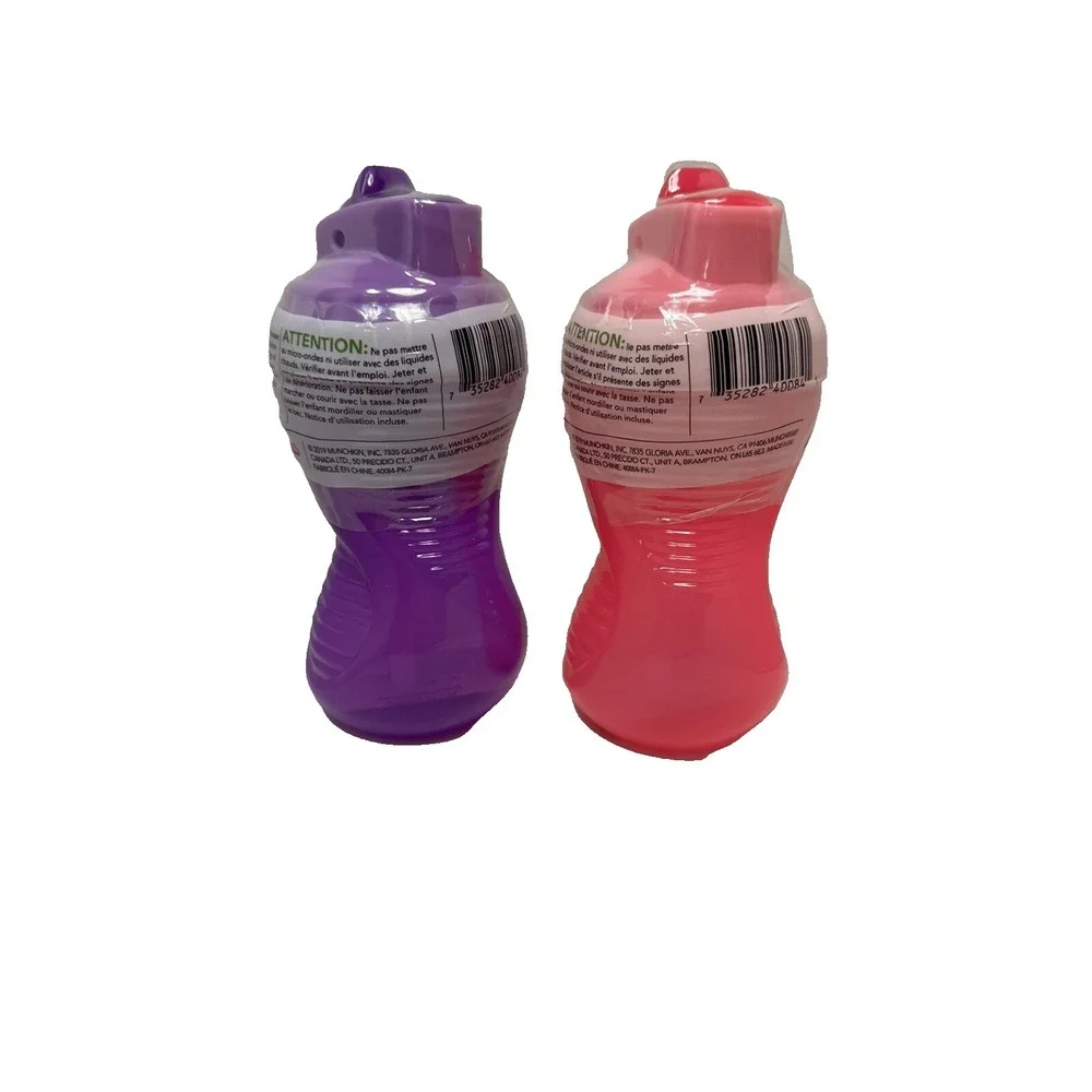 MUNCHKIN 12 month + spill proof mighty grip SIPPY CUPS 10 oz PURPLE‎ PINK